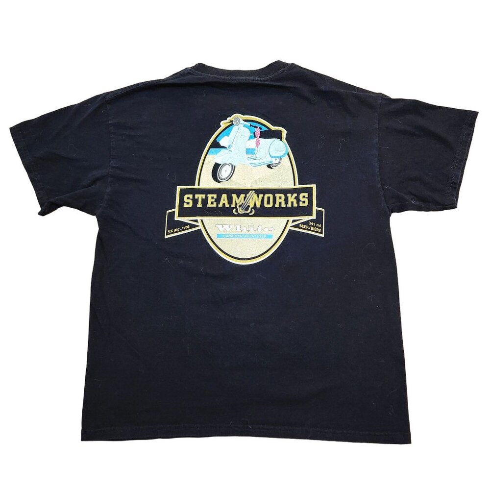 Steamworks Beer Vancouver BC T-Shirt Black Funny Scooter Graphic Men's Large